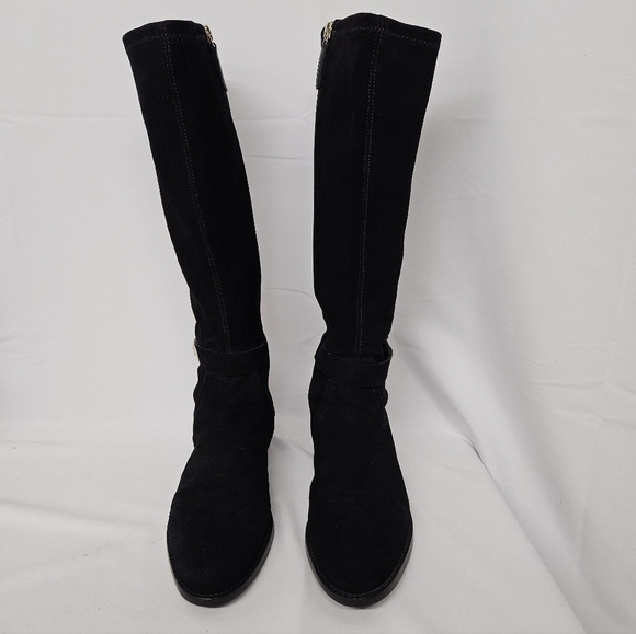 Kate Spade New York Verona Suede Riding Boots With Spade Charm In Black Size 7 - Picture 8 of 14